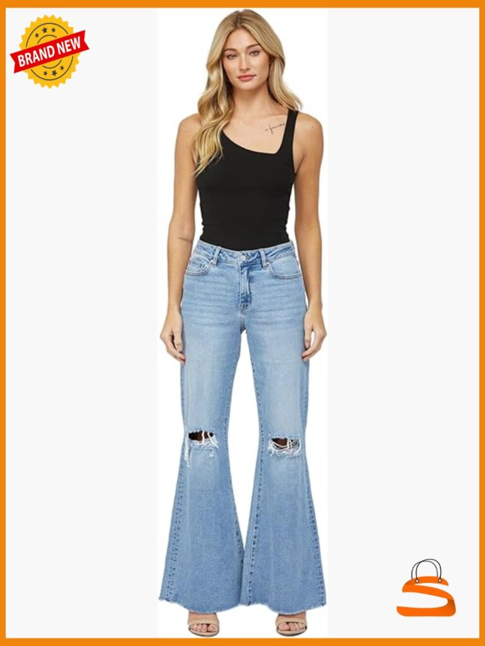 High-Rise Distressed Super Wide Leg Jeans - Extra Long 33" Inseam